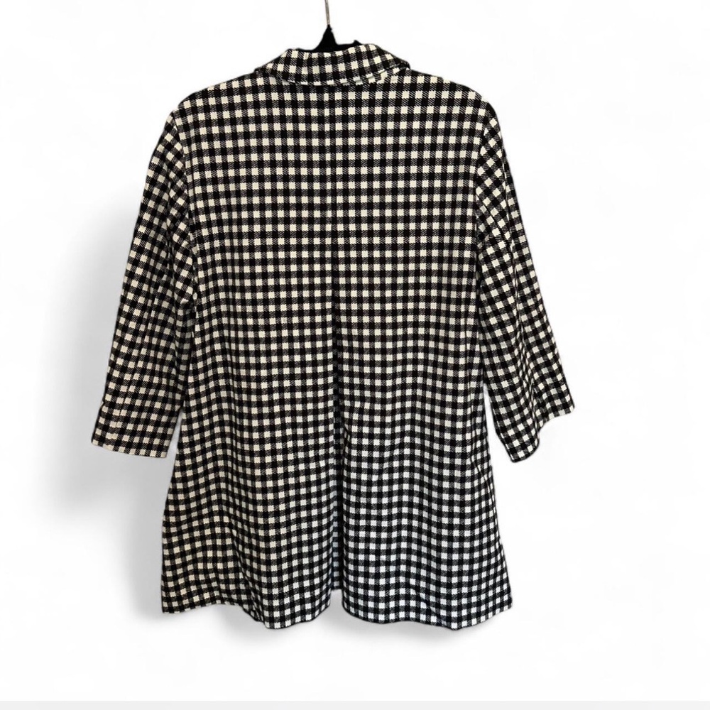Chico's Black and White Gingham Trench Coat - Picture 3 of 6